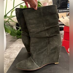 Plomo Dominique Grey Suede Wedge Boots